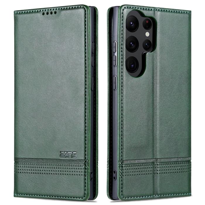 Bild 1, AZNS Samsung Galaxy S23 Ultra Fodral Flip Läder Grön