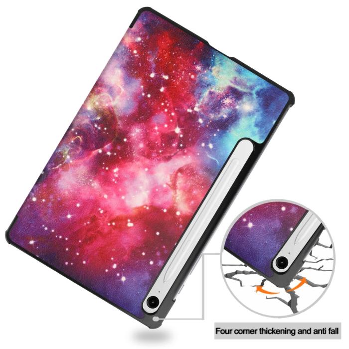Bild 5, Samsung Galaxy Tab S9 FE Fodral Tri-Fold Läder Cosmic Space