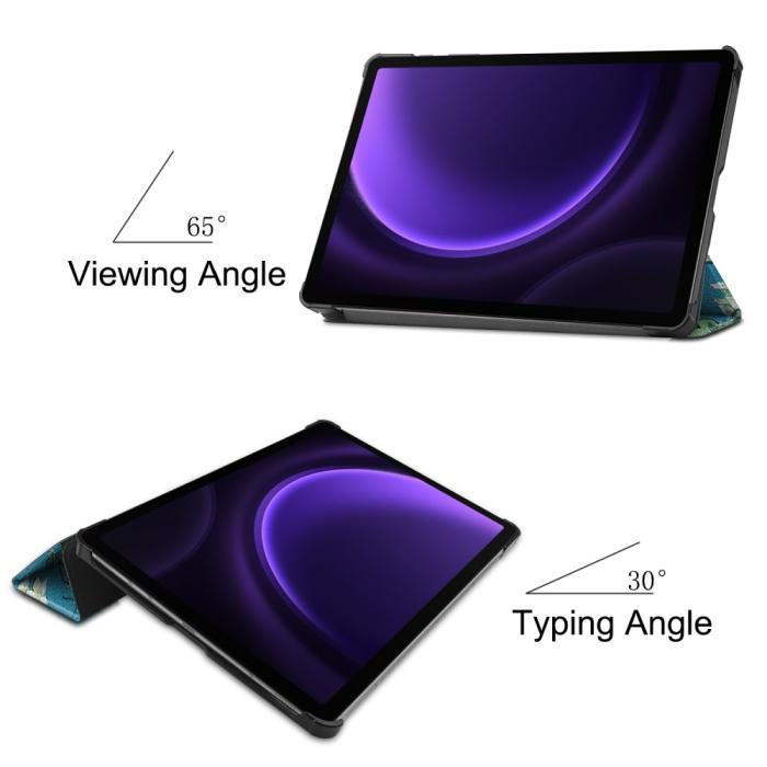 Bild 2, Samsung Galaxy Tab S9 FE Fodral Tri-Fold Läder Peach Blossom