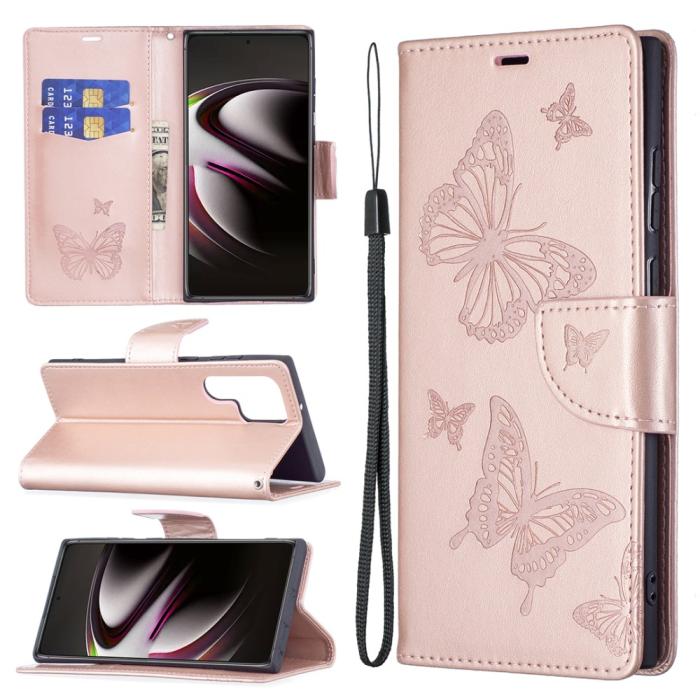Bild 6, Samsung Galaxy S22 Ultra Fodral Butterfly Roséguld