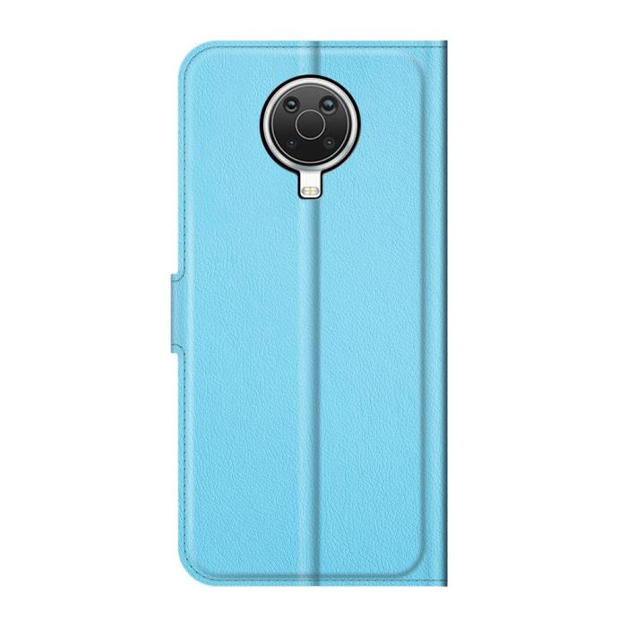 Bild 3, Nokia G10 / G20 Fodral Litchi Läder Ljus Blå