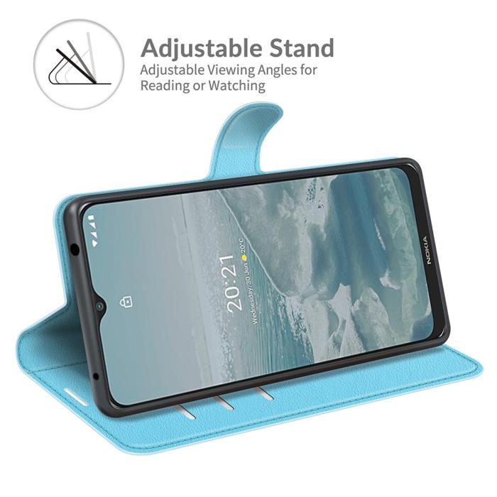 Bild 5, Nokia G10 / G20 Fodral Litchi Läder Ljus Blå