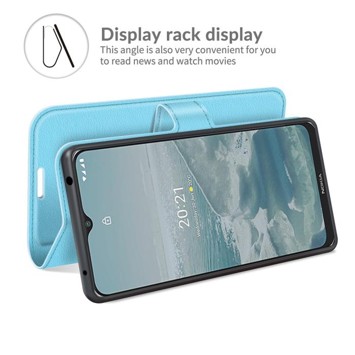 Bild 6, Nokia G10 / G20 Fodral Litchi Läder Ljus Blå