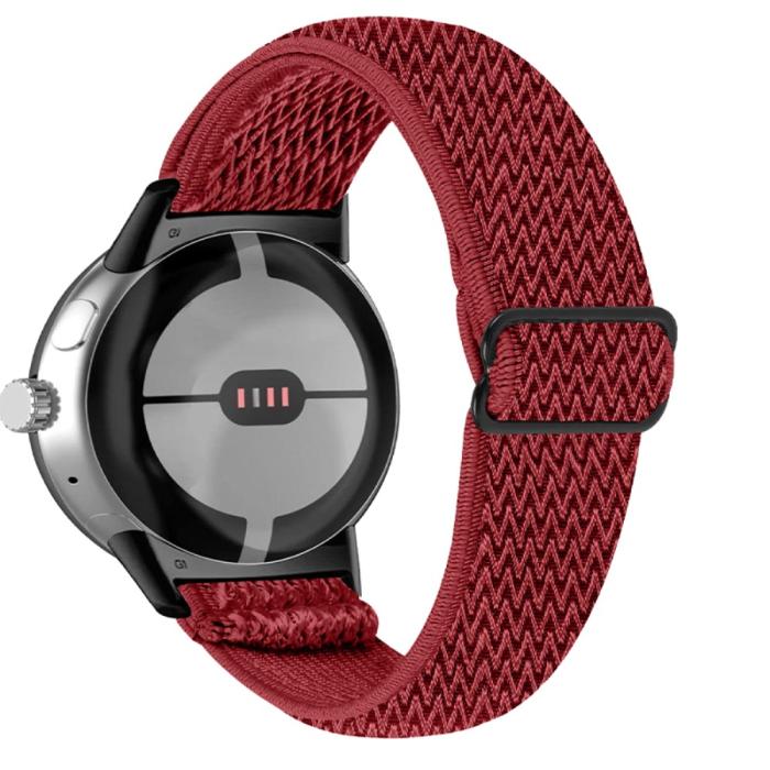 Bild 1, Google Pixel Watch / Watch 2 Justerbart Nylon Armband Röd
