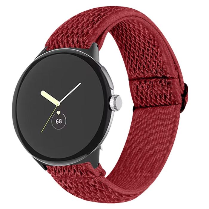 Bild 3, Google Pixel Watch / Watch 2 Justerbart Nylon Armband Röd