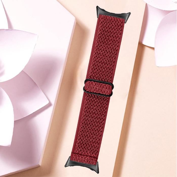 Bild 4, Google Pixel Watch / Watch 2 Justerbart Nylon Armband Röd