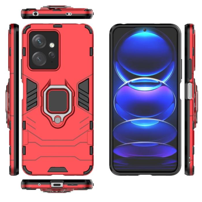 Bild 6, Xiaomi Redmi Note 12 4G Skal Ring Hybrid Armor Röd
