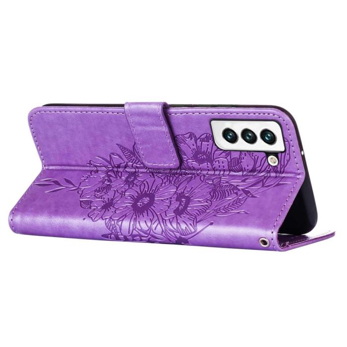 Bild 4, Samsung Galaxy S23 Fodral Fjäril Tryck Lila