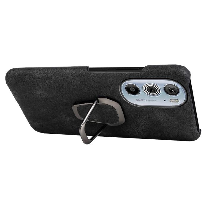 Bild 2, Motorola Edge 30 Pro Skal Ring Läderbelagt Svart