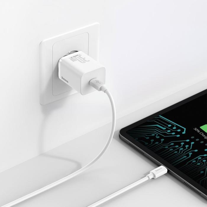 Bild 3, Baseus Super Si 30W PD USB-C Väggladdare Vit