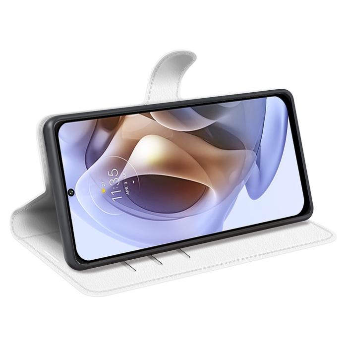 Bild 4, Motorola Moto G31 / G41 Fodral Litchi Textur Vit