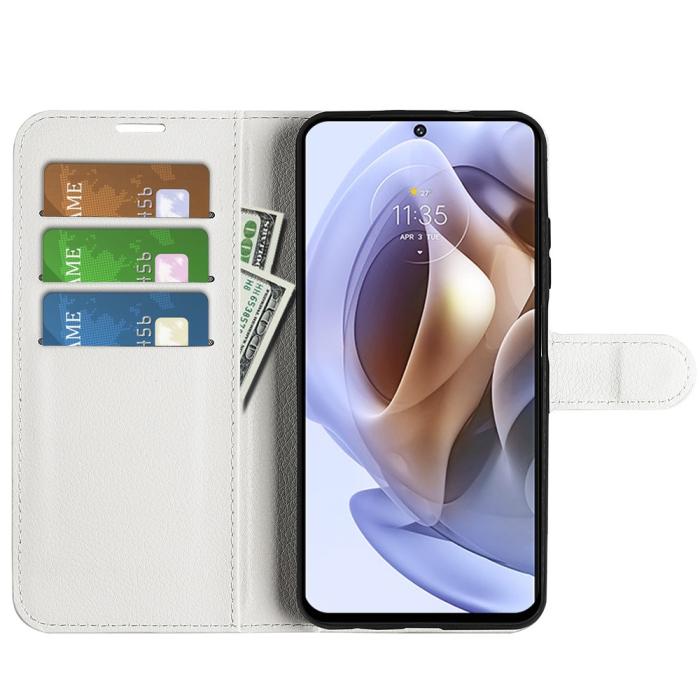 Bild 6, Motorola Moto G31 / G41 Fodral Litchi Textur Vit