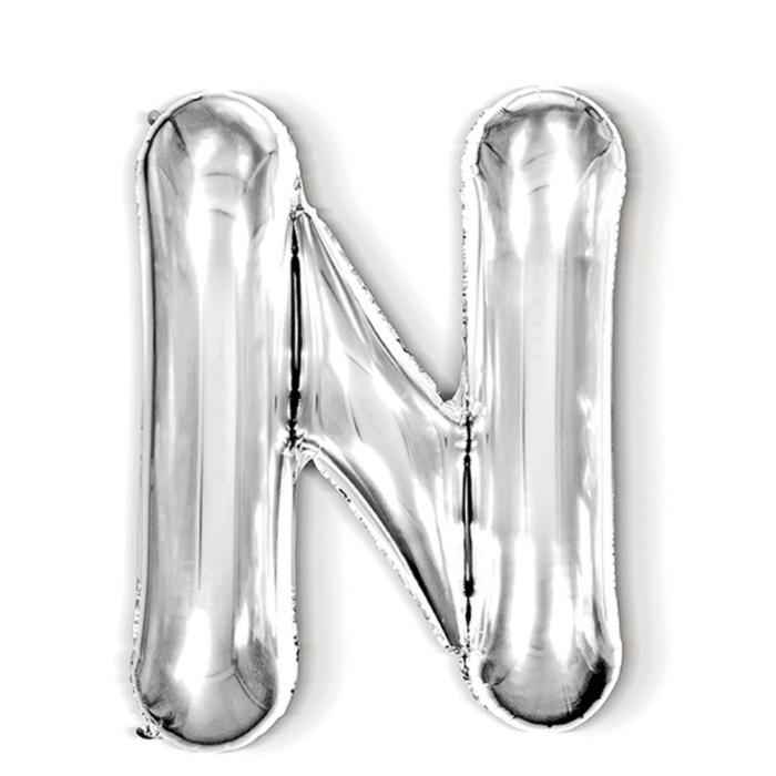 Bild 1, Bokstavsballong N 40 cm Silver