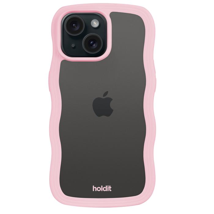 Bild 2, holdit iPhone 15/14/13 Skal Wavy Pink Transparent