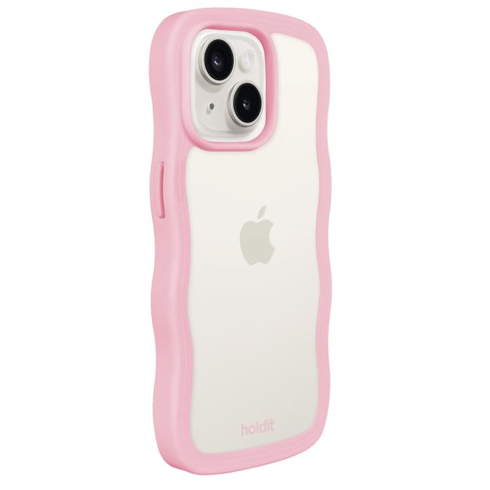 Bild 3, holdit iPhone 15/14/13 Skal Wavy Pink Transparent