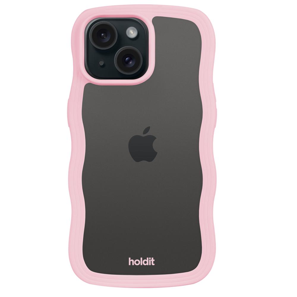 holdit iPhone 15/14/13 Skal Wavy Pink Transparent