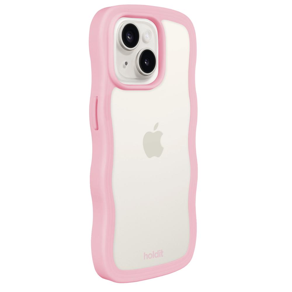 holdit iPhone 15/14/13 Skal Wavy Pink Transparent