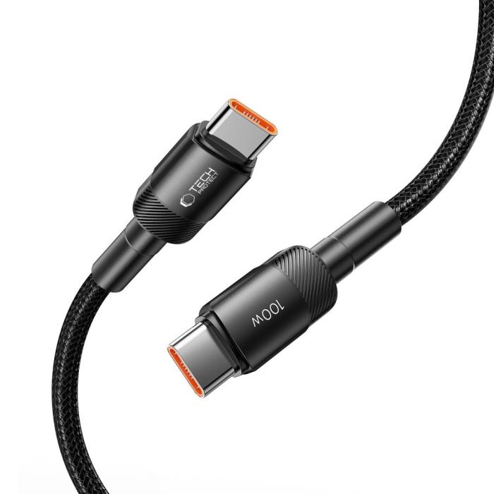 Bild 2, Tech-Protect 100W/5A 50cm PD USB-C - USB-C Kabel UltraBoost Evo Svart