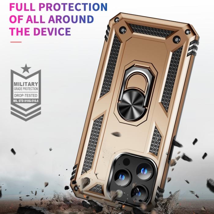 Bild 3, iPhone 15 Pro Max Skal Shockproof Armor Ring Guld