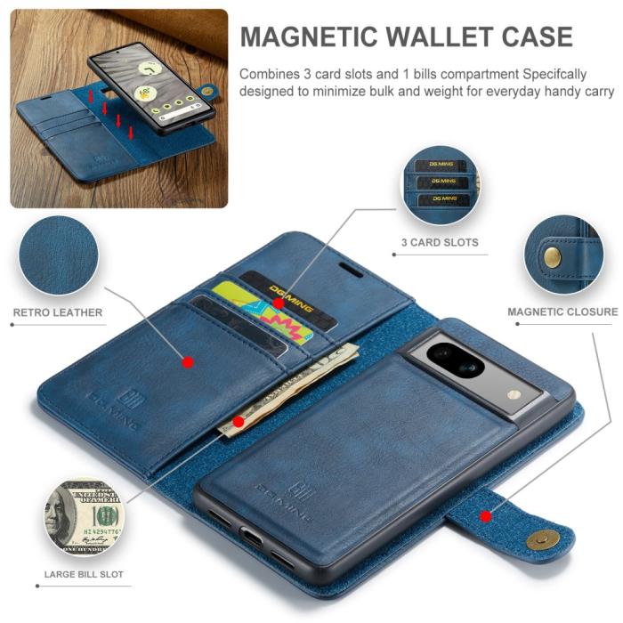 Bild 6, DG.MING Google Pixel 7A 2in1 Magnet Fodral / Skal Blå