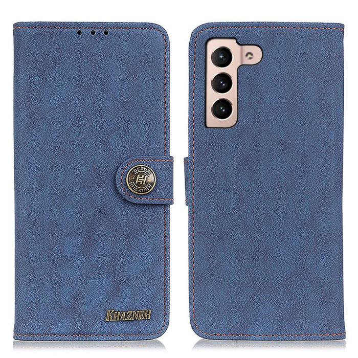 Bild 1, KHAZNEH Samsung Galaxy S22 Plus Fodral Retro Split Läder Blå
