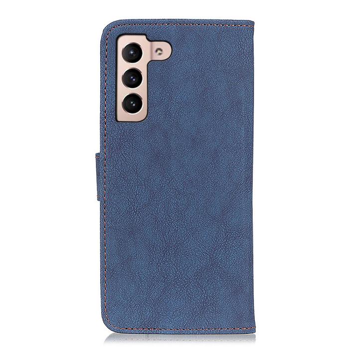 Bild 3, KHAZNEH Samsung Galaxy S22 Plus Fodral Retro Split Läder Blå