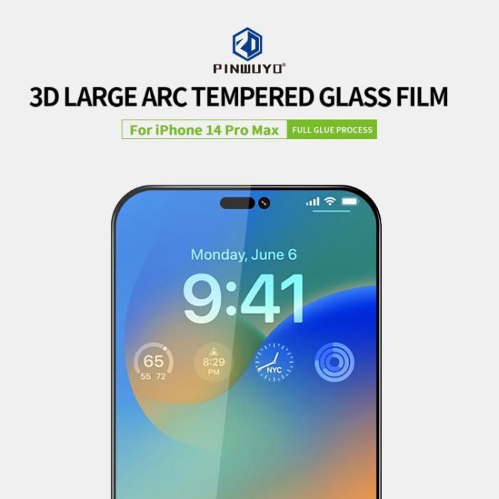 Bild 3, PINWUYO iPhone 14 Pro Max Skärmskydd 3D Heltäckande Härdat Glas