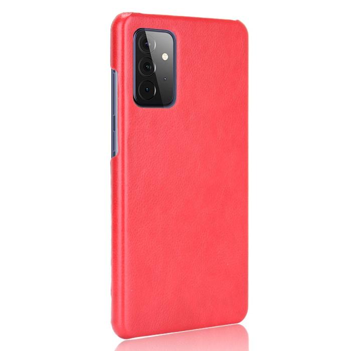 Bild 3, Samsung Galaxy A72 - Litchi Läderbelagt Skal - Röd