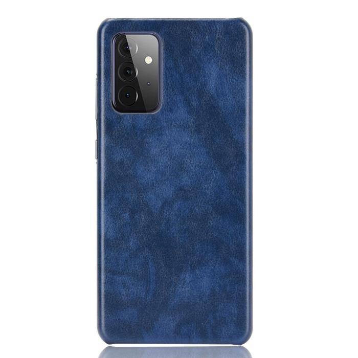Bild 2, Samsung Galaxy A72 - Litchi Läderbelagt Skal - Blå