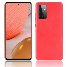 Samsung Galaxy A72 - Litchi L&auml;derbelagt Skal - R&ouml;d