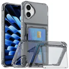 iPhone 16 Skal Kickstand Med Korth&aring;llare Tonad Svart