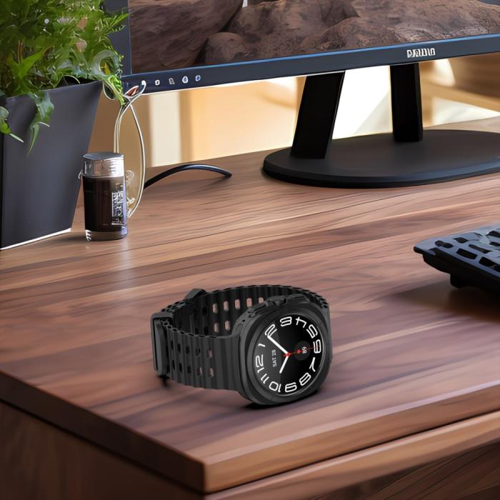 Bild 6, Galaxy Watch Ultra (2025) 47 mm Armband Wave Design Vinröd