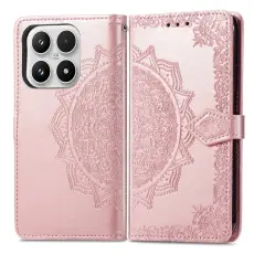 Xiaomi 17 Fodral L&auml;der Mandala Ros&eacute;guld