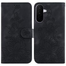 Samsung Galaxy A27 5G Fodral L&auml;der Blommor Svart