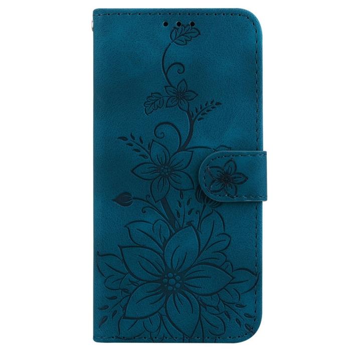 Bild 5, Samsung Galaxy A27 5G Fodral Läder Blommor Mörk Blå