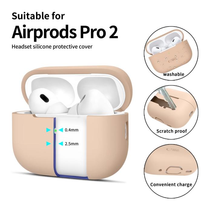 Bild 2, Tech-Protect AirPods Pro 1/2 Skal Silikon Caffe Latte