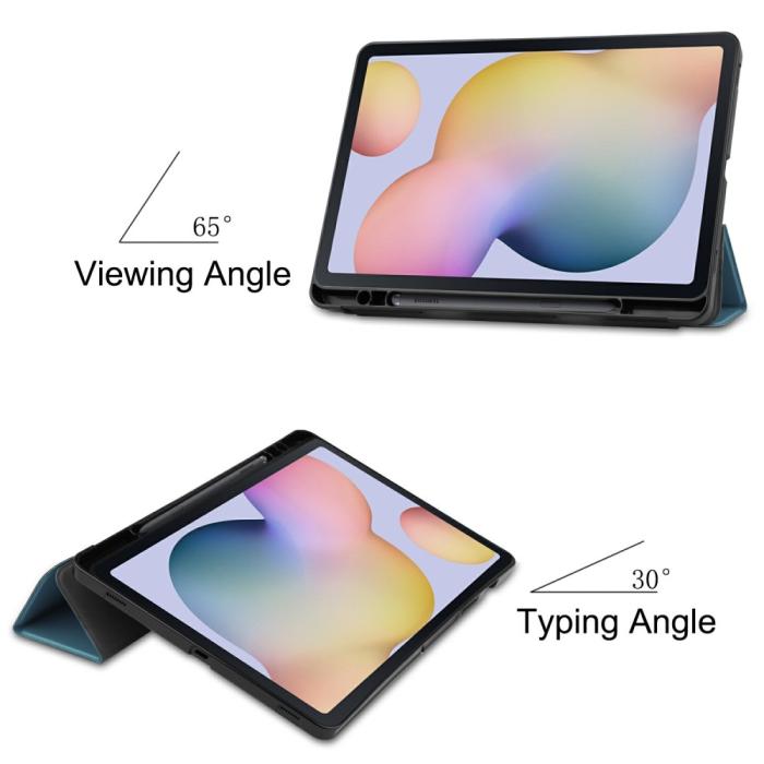 Bild 3, Samsung Galaxy Tab S7 / Tab S8 Fodral Tri-Fold Pennhållare Mörk Grön