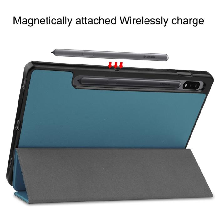 Bild 6, Samsung Galaxy Tab S7 / Tab S8 Fodral Tri-Fold Pennhållare Mörk Grön