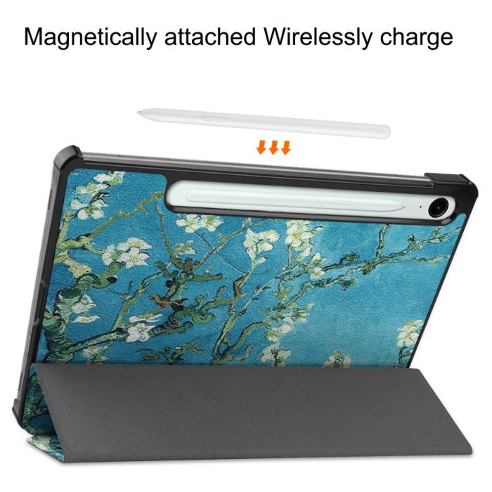 Bild 4, Samsung Galaxy Tab S9 FE Fodral Tri-Fold Läder Peach Blossom