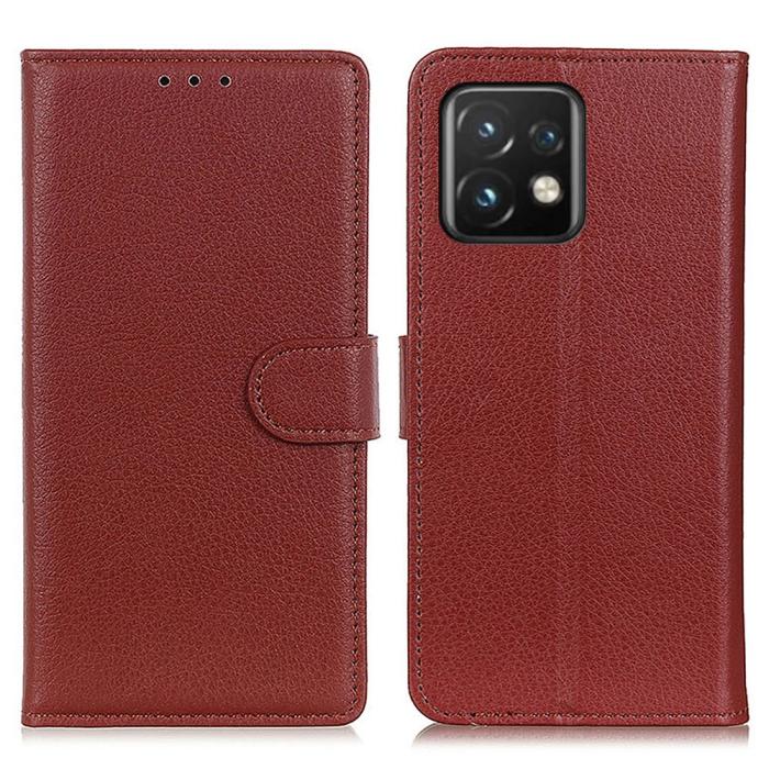 Bild 1, Motorola Edge 40 Pro 5G Fodral Litchi Läder Brun