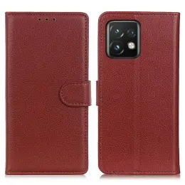 Motorola Edge 40 Pro 5G Fodral Litchi Läder Brun