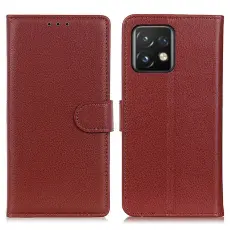 Motorola Edge 40 Pro 5G Fodral Litchi L&auml;der Brun