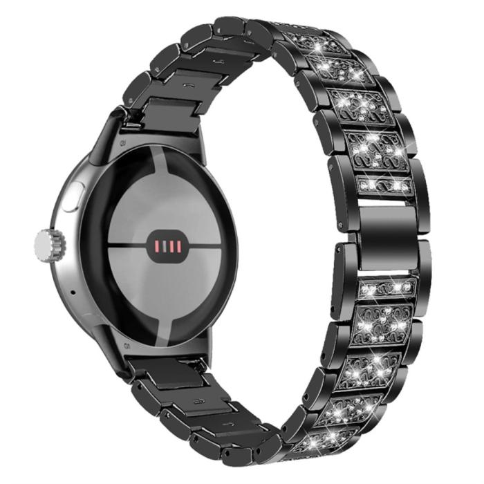 Bild 1, Rhinestone Metallarmband Google Pixel Watch / Watch 2