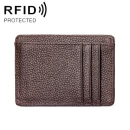 RFID Plånbok Korthållare Litchi Textur Brun