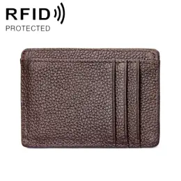 RFID Plånbok Korthållare Litchi Textur Brun