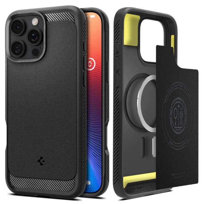 Bild 1, Spigen iPhone 16 Pro Skal MagSafe Rugged Armor Matt Svart