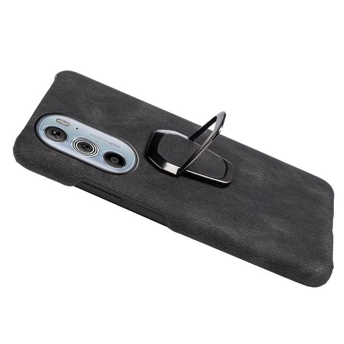 Bild 3, Motorola Edge 30 Pro Skal Ring Läderbelagt Svart