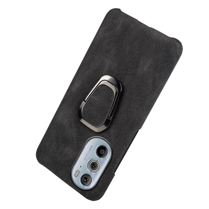 Bild 4, Motorola Edge 30 Pro Skal Ring Läderbelagt Svart