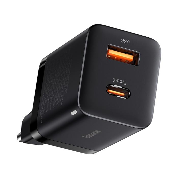 Bild 4, Baseus 30W Super Pro USB-C / USB-A PD QC Väggladdare Svart