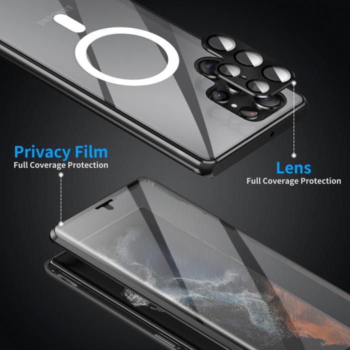 Bild 6, Galaxy S24 Ultra Skal MagSafe 360 Hybrid Härdat Glas Svart